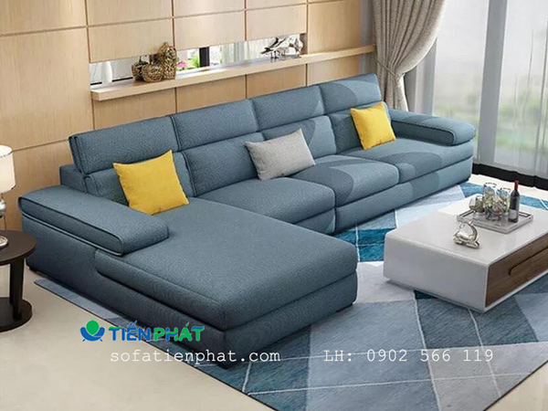 Ghế sofa vải đẹp mang đến màu sắc trẻ trung, kiểu dáng hiện đại bắt mắt giúp phòng khách nổi bật