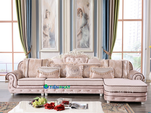 Không gian phòng khách rộng bạn có thể chọn sofa tân cổ điển bằng vải theo phong cách Bắc Âu với màu sắc phối ấn tượng và thu hút