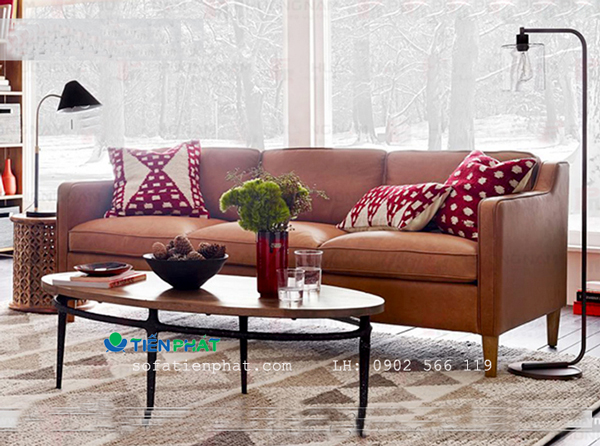 Với các không gian phòng khách nhỏ, các gia đình có thể lựa chọn mẫu ghế sofa đẹp 2021 từ chất liệu da có kiểu dáng văng hiện đại