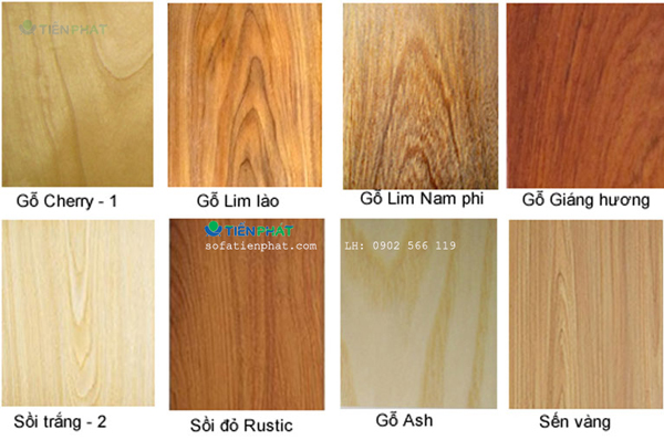 Bảng màu một số loại gỗ tự nhiên