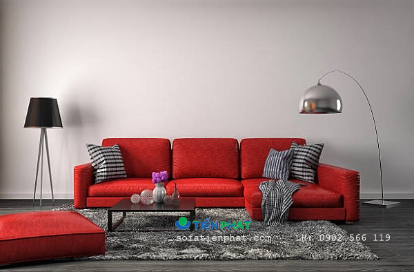 Mẫu sofa góc màu đỏ cam sẽ khiến cho không gian phòng của bạn trở nên tươi sáng và rực rỡ hơn rất nhiều