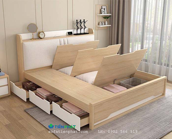 Giường ngủ gỗ công nghiệp có hộc kéo