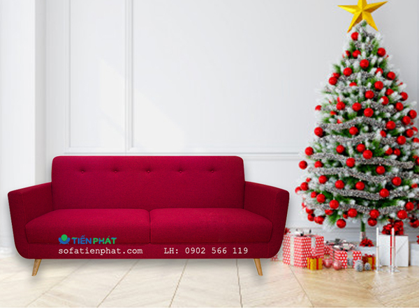 Bộ ghế sofa màu đỏ nổi bật - gam màu chủ đạo của mùa giáng sinh